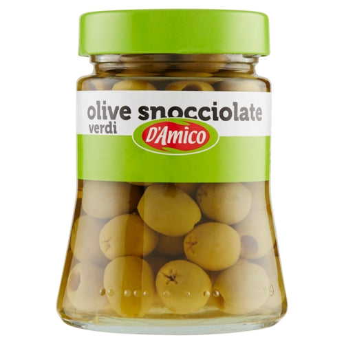 D'AMICO PITTED GREEN OLIVES - 290GR